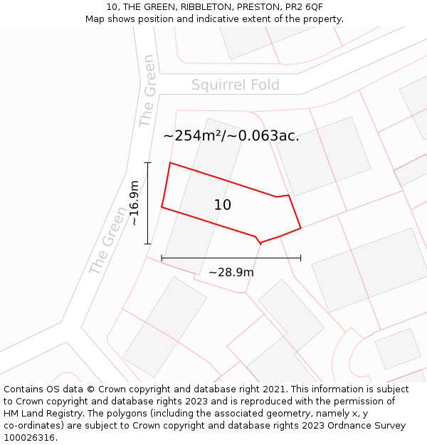 10, THE GREEN, RIBBLETON, PRESTON, PR2 6QF: Plot and title map