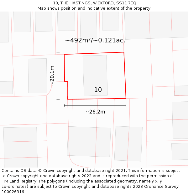 10, THE HASTINGS, WICKFORD, SS11 7EQ: Plot and title map