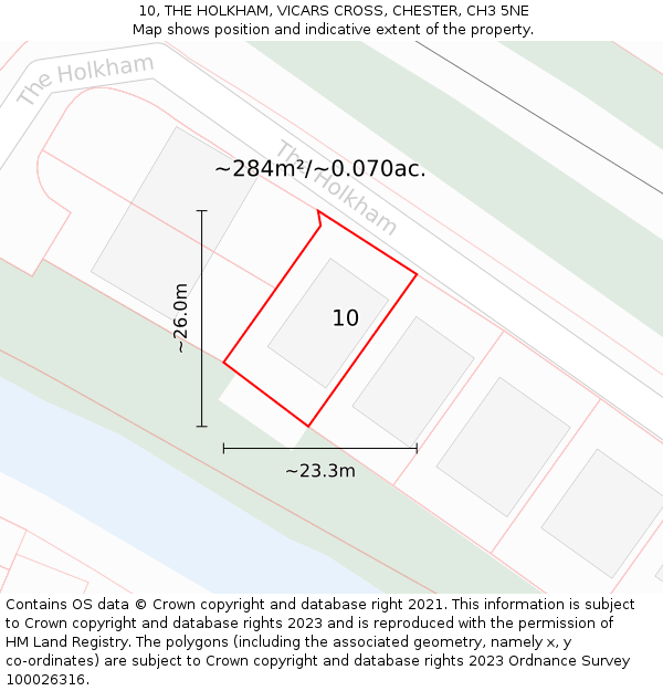 10, THE HOLKHAM, VICARS CROSS, CHESTER, CH3 5NE: Plot and title map