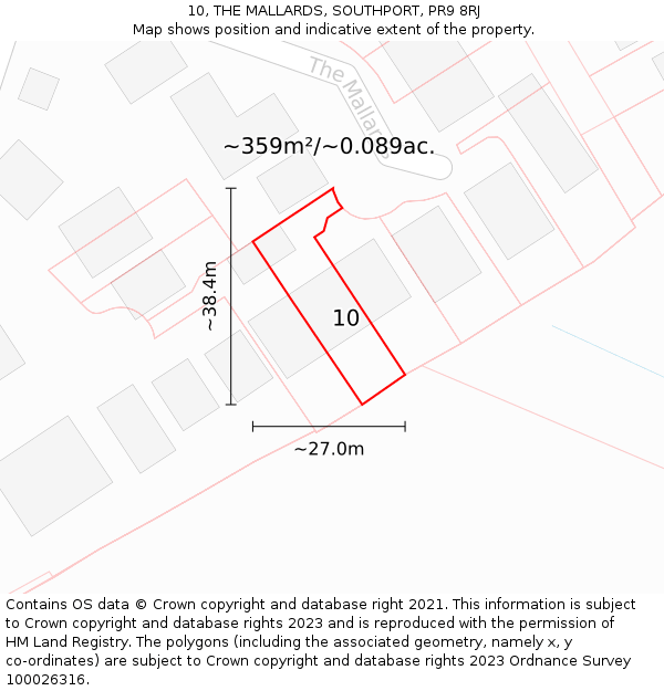 10, THE MALLARDS, SOUTHPORT, PR9 8RJ: Plot and title map