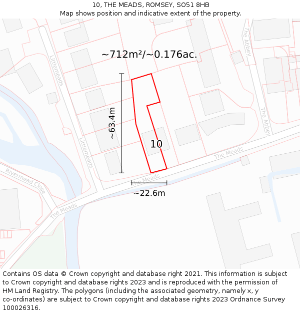 10, THE MEADS, ROMSEY, SO51 8HB: Plot and title map