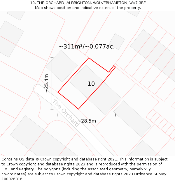 10, THE ORCHARD, ALBRIGHTON, WOLVERHAMPTON, WV7 3RE: Plot and title map