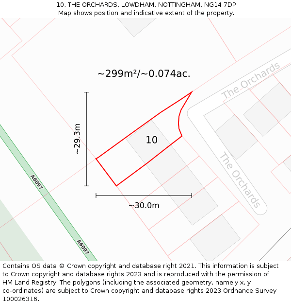 10, THE ORCHARDS, LOWDHAM, NOTTINGHAM, NG14 7DP: Plot and title map