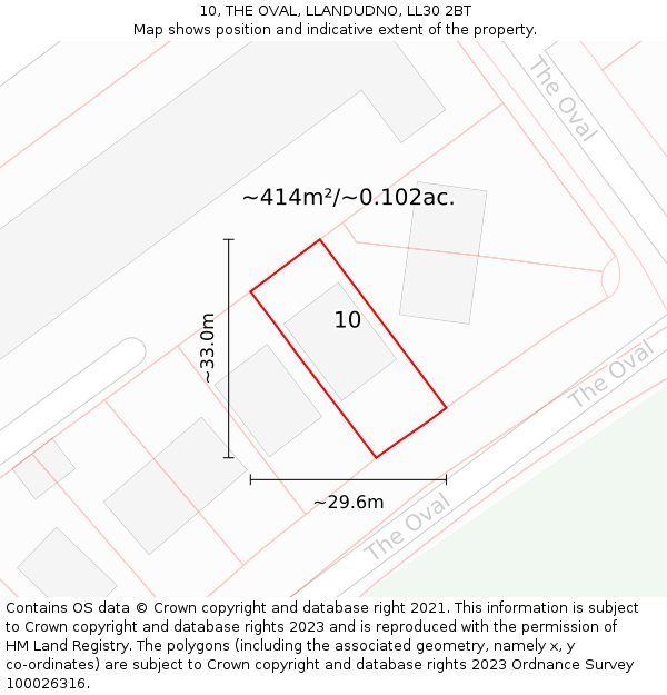 10, THE OVAL, LLANDUDNO, LL30 2BT: Plot and title map