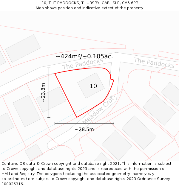 10, THE PADDOCKS, THURSBY, CARLISLE, CA5 6PB: Plot and title map