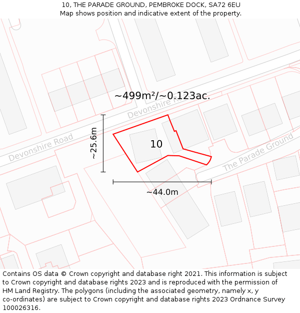 10, THE PARADE GROUND, PEMBROKE DOCK, SA72 6EU: Plot and title map