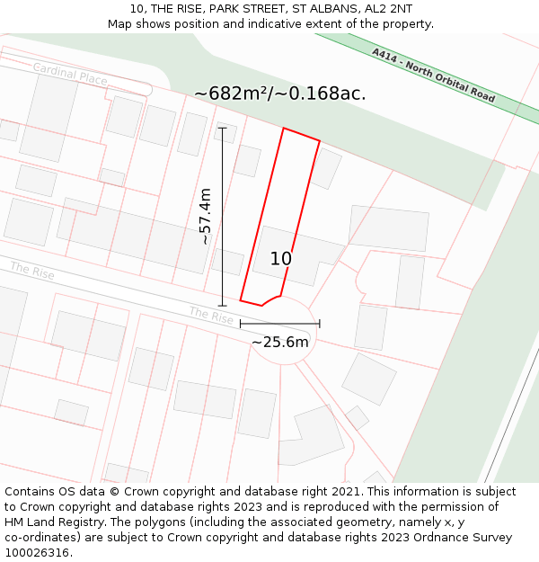 10, THE RISE, PARK STREET, ST ALBANS, AL2 2NT: Plot and title map