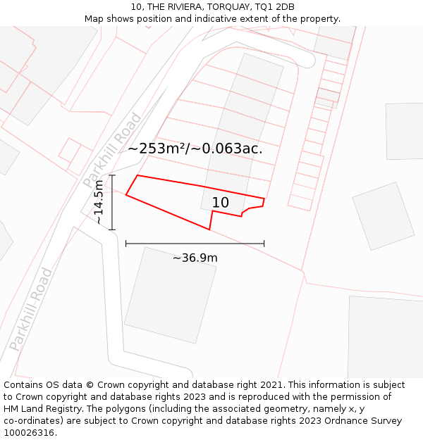 10, THE RIVIERA, TORQUAY, TQ1 2DB: Plot and title map