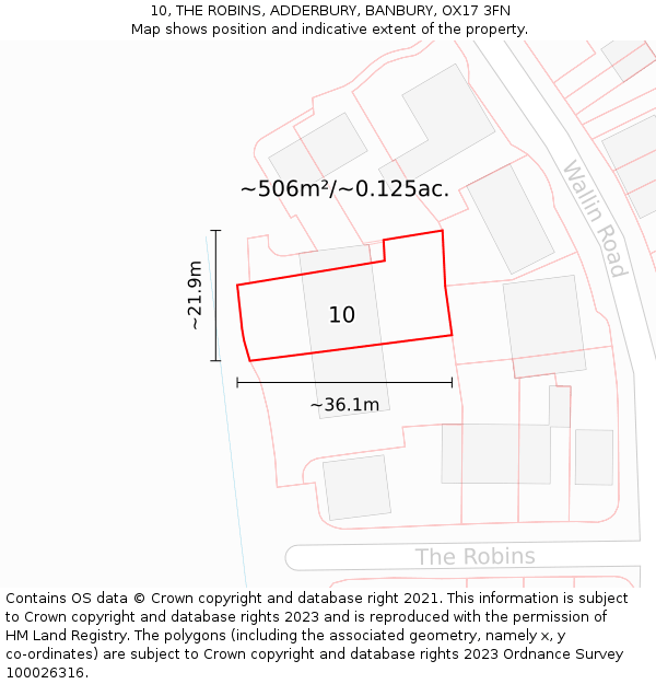 10, THE ROBINS, ADDERBURY, BANBURY, OX17 3FN: Plot and title map