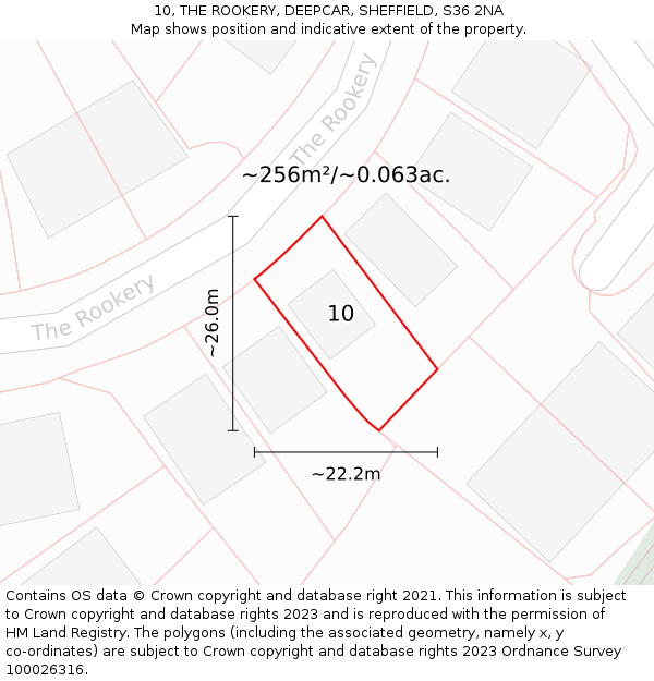 10, THE ROOKERY, DEEPCAR, SHEFFIELD, S36 2NA: Plot and title map