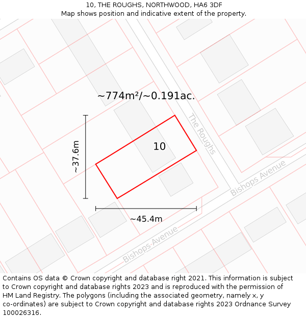 10, THE ROUGHS, NORTHWOOD, HA6 3DF: Plot and title map