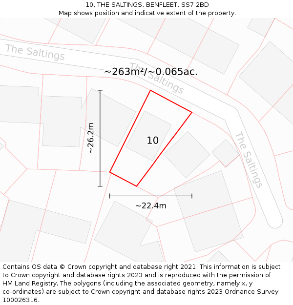 10, THE SALTINGS, BENFLEET, SS7 2BD: Plot and title map