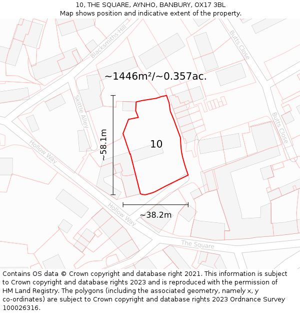 10, THE SQUARE, AYNHO, BANBURY, OX17 3BL: Plot and title map