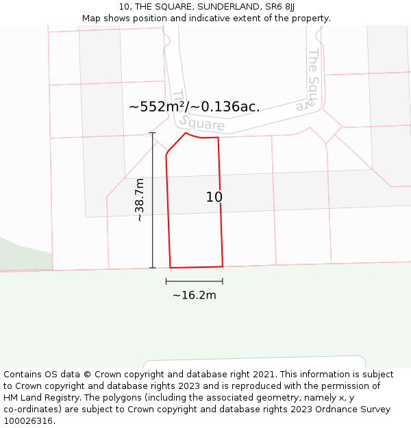 10, THE SQUARE, SUNDERLAND, SR6 8JJ: Plot and title map