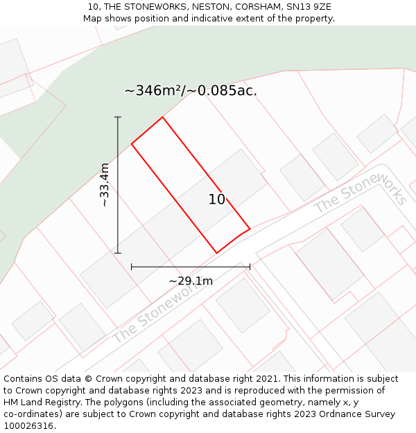 10, THE STONEWORKS, NESTON, CORSHAM, SN13 9ZE: Plot and title map