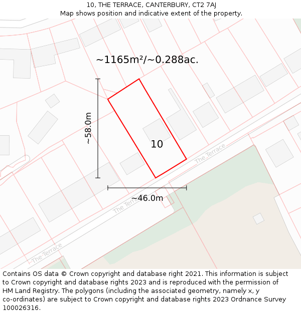 10, THE TERRACE, CANTERBURY, CT2 7AJ: Plot and title map