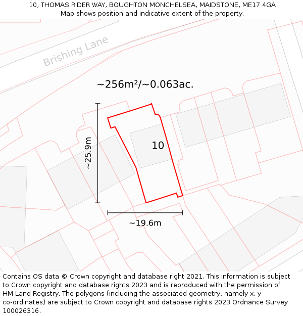 10, THOMAS RIDER WAY, BOUGHTON MONCHELSEA, MAIDSTONE, ME17 4GA: Plot and title map