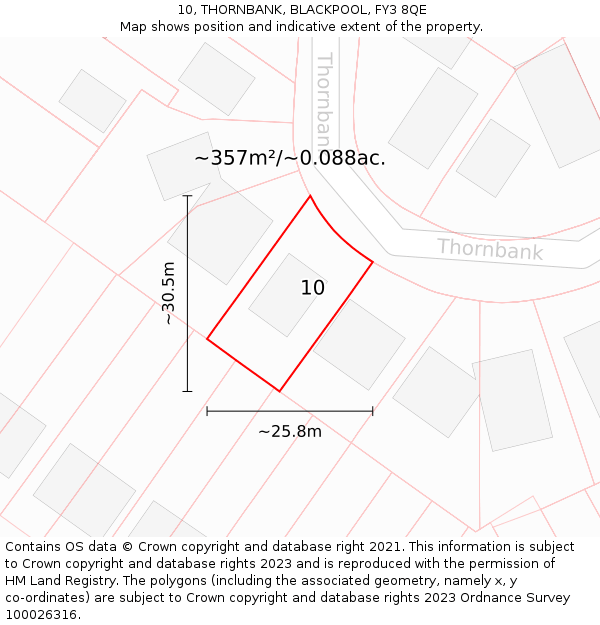 10, THORNBANK, BLACKPOOL, FY3 8QE: Plot and title map