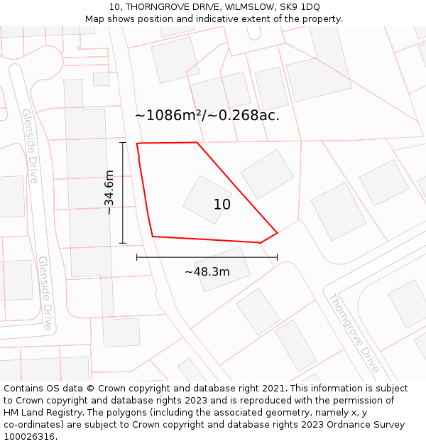 10, THORNGROVE DRIVE, WILMSLOW, SK9 1DQ: Plot and title map