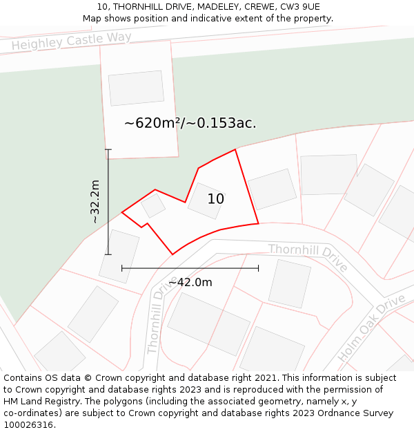 10, THORNHILL DRIVE, MADELEY, CREWE, CW3 9UE: Plot and title map