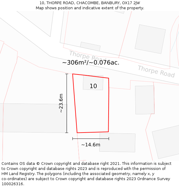 10, THORPE ROAD, CHACOMBE, BANBURY, OX17 2JW: Plot and title map