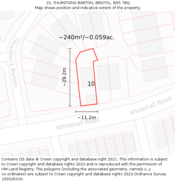 10, THURSTONS BARTON, BRISTOL, BS5 7BQ: Plot and title map