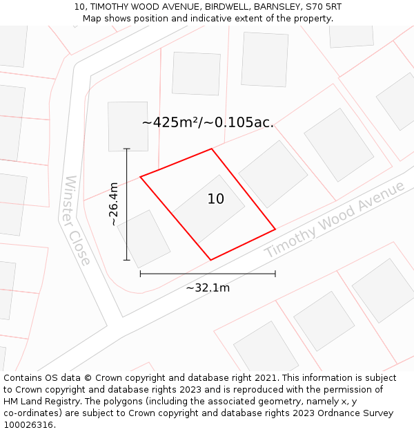 10, TIMOTHY WOOD AVENUE, BIRDWELL, BARNSLEY, S70 5RT: Plot and title map
