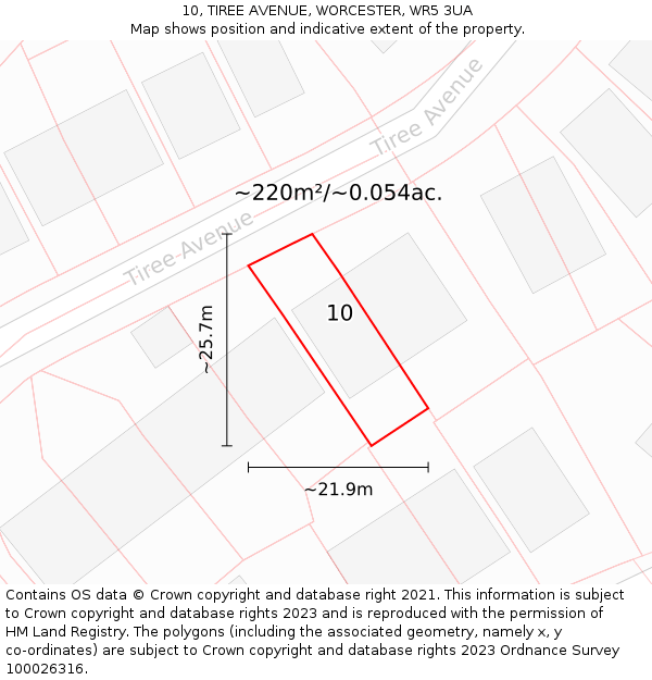 10, TIREE AVENUE, WORCESTER, WR5 3UA: Plot and title map