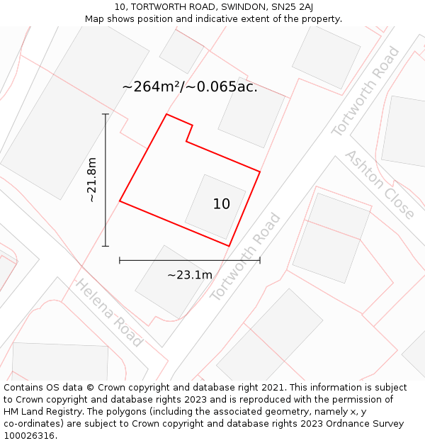 10, TORTWORTH ROAD, SWINDON, SN25 2AJ: Plot and title map