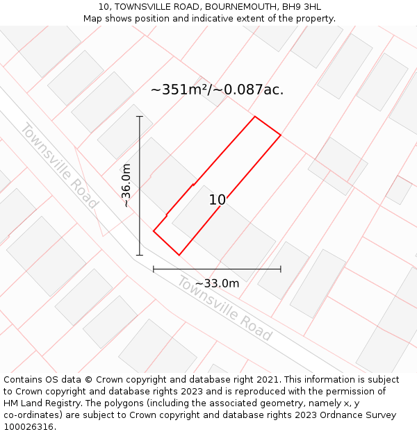 10, TOWNSVILLE ROAD, BOURNEMOUTH, BH9 3HL: Plot and title map