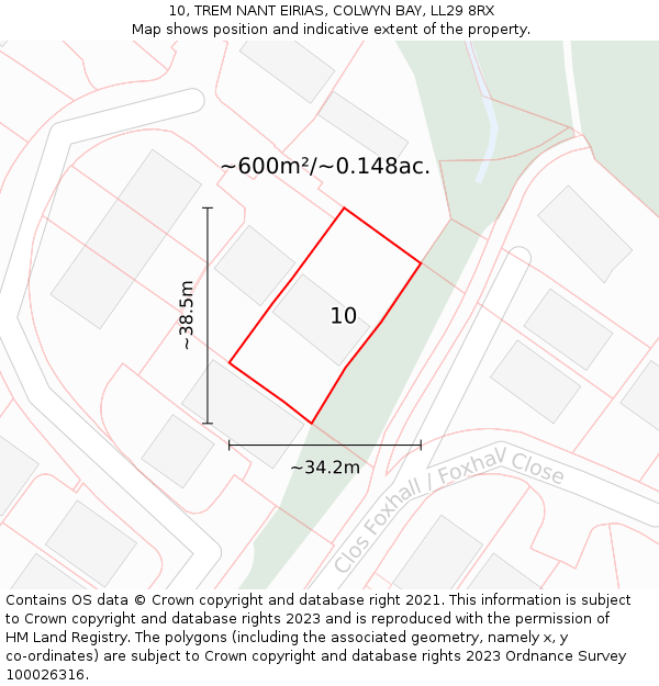 10, TREM NANT EIRIAS, COLWYN BAY, LL29 8RX: Plot and title map