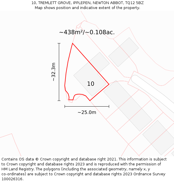 10, TREMLETT GROVE, IPPLEPEN, NEWTON ABBOT, TQ12 5BZ: Plot and title map