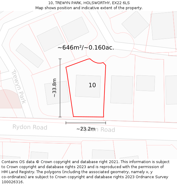 10, TREWYN PARK, HOLSWORTHY, EX22 6LS: Plot and title map