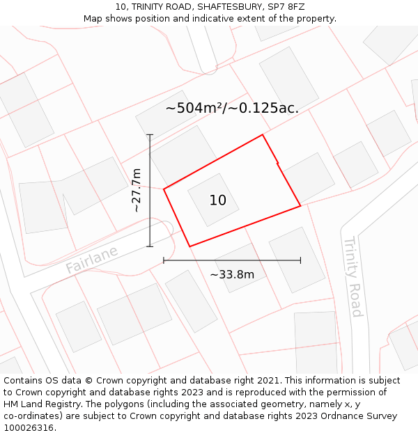 10, TRINITY ROAD, SHAFTESBURY, SP7 8FZ: Plot and title map