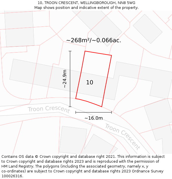 10, TROON CRESCENT, WELLINGBOROUGH, NN8 5WG: Plot and title map