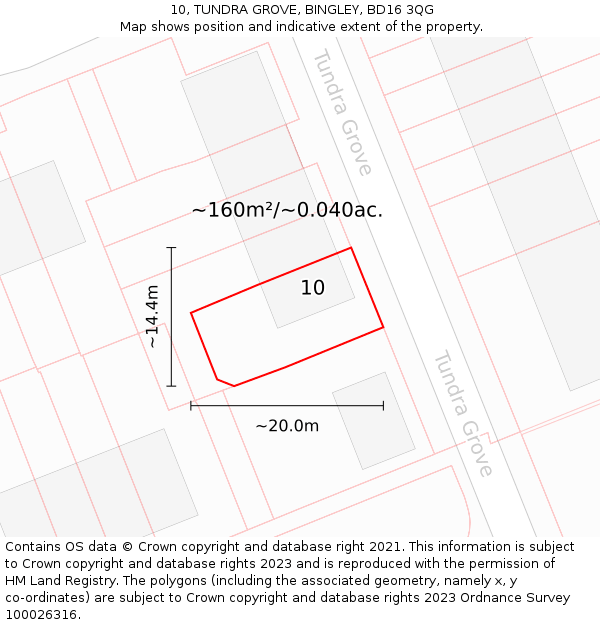 10, TUNDRA GROVE, BINGLEY, BD16 3QG: Plot and title map