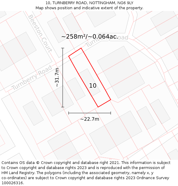 10, TURNBERRY ROAD, NOTTINGHAM, NG6 9LY: Plot and title map