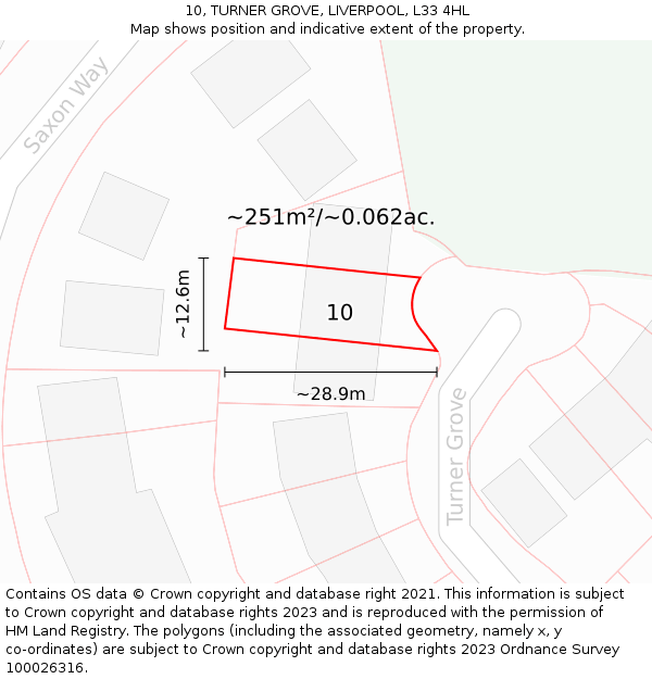 10, TURNER GROVE, LIVERPOOL, L33 4HL: Plot and title map