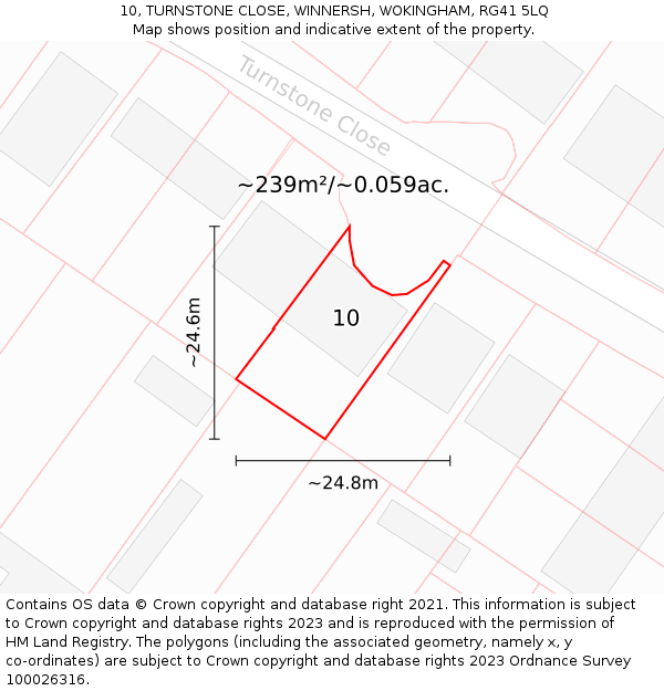 10, TURNSTONE CLOSE, WINNERSH, WOKINGHAM, RG41 5LQ: Plot and title map