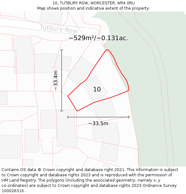 10, TUTBURY ROW, WORCESTER, WR4 0RU: Plot and title map