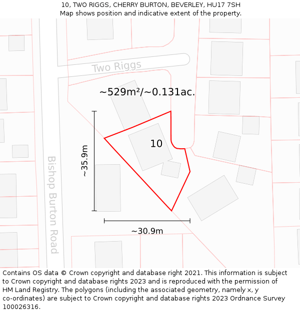 10, TWO RIGGS, CHERRY BURTON, BEVERLEY, HU17 7SH: Plot and title map