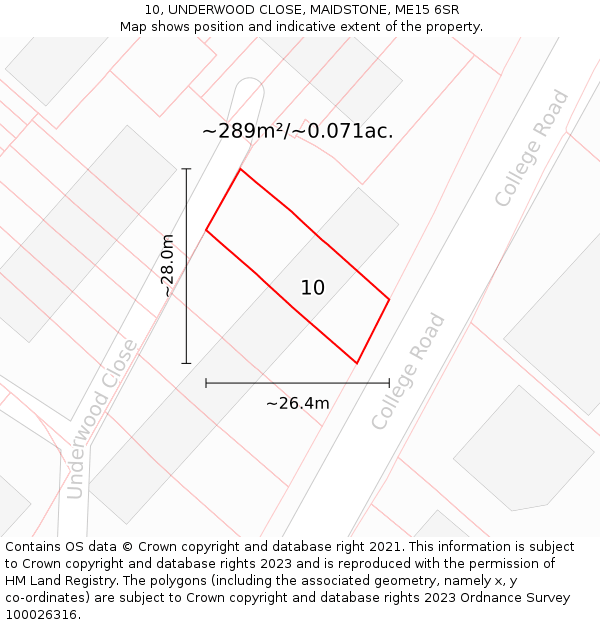 10, UNDERWOOD CLOSE, MAIDSTONE, ME15 6SR: Plot and title map