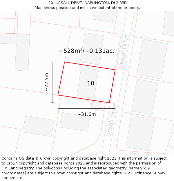 10, UPSALL DRIVE, DARLINGTON, DL3 8RB: Plot and title map