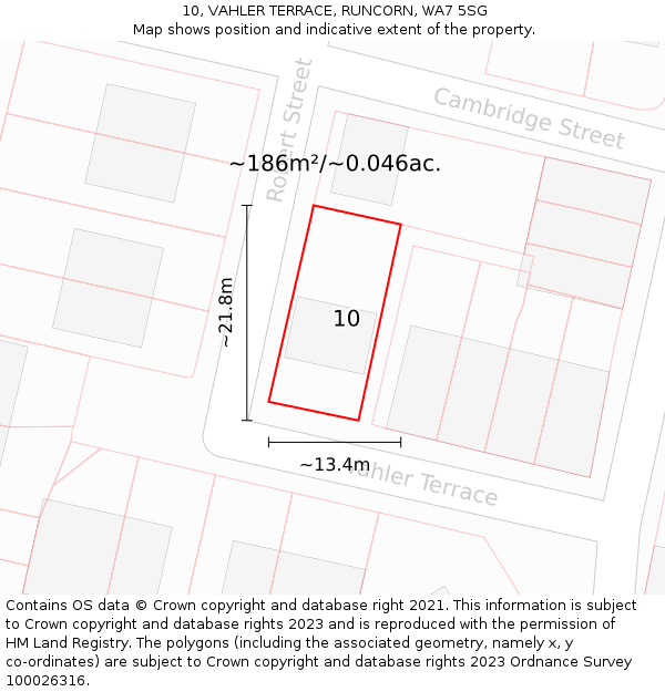 10, VAHLER TERRACE, RUNCORN, WA7 5SG: Plot and title map