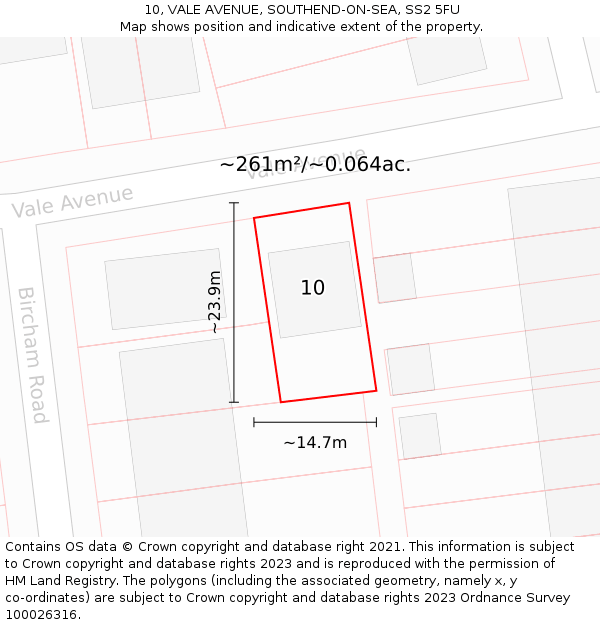 10, VALE AVENUE, SOUTHEND-ON-SEA, SS2 5FU: Plot and title map