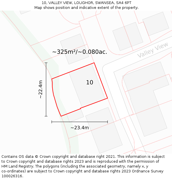 10, VALLEY VIEW, LOUGHOR, SWANSEA, SA4 6PT: Plot and title map