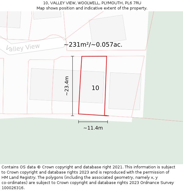 10, VALLEY VIEW, WOOLWELL, PLYMOUTH, PL6 7RU: Plot and title map