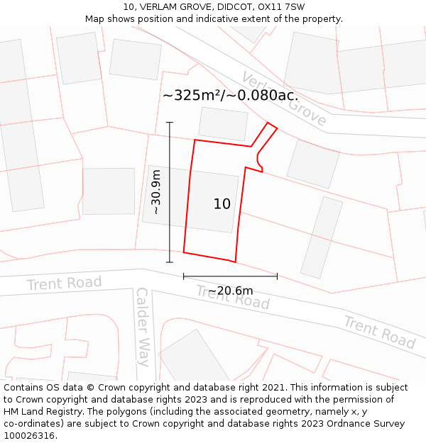 10, VERLAM GROVE, DIDCOT, OX11 7SW: Plot and title map