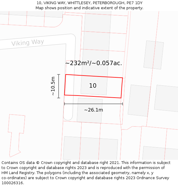 10, VIKING WAY, WHITTLESEY, PETERBOROUGH, PE7 1DY: Plot and title map