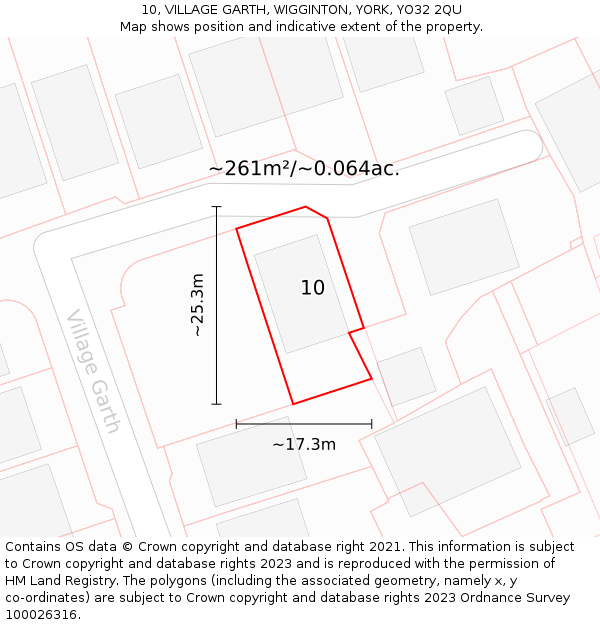 10, VILLAGE GARTH, WIGGINTON, YORK, YO32 2QU: Plot and title map